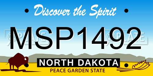 MSP1492 North Dakota License Plate