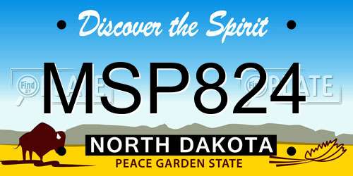 MSP824 North Dakota License Plate