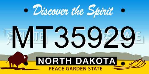 MT35929 North Dakota License Plate