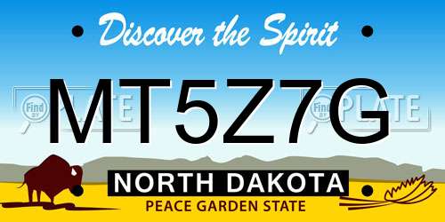 MT5Z7G North Dakota License Plate