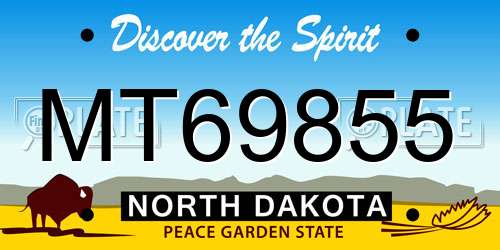 MT69855 North Dakota License Plate