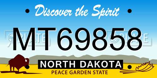 MT69858 North Dakota License Plate