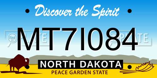 MT7I084 North Dakota License Plate