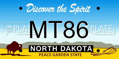 MT86 North Dakota License Plate