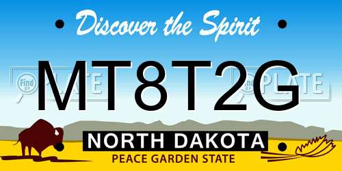 MT8T2G North Dakota License Plate
