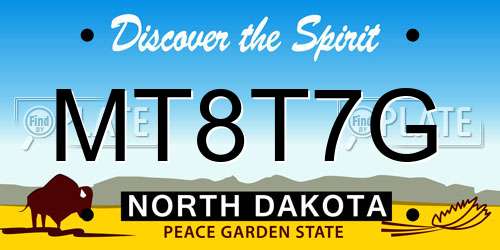 MT8T7G North Dakota License Plate