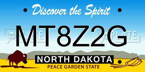 MT8Z2G North Dakota License Plate