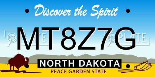 MT8Z7G North Dakota License Plate
