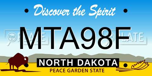 MTA98F North Dakota License Plate