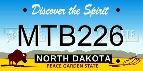MTB226 North Dakota License Plate