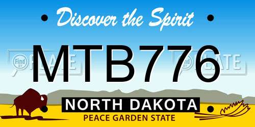 MTB776 North Dakota License Plate