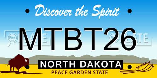 MTBT26 North Dakota License Plate