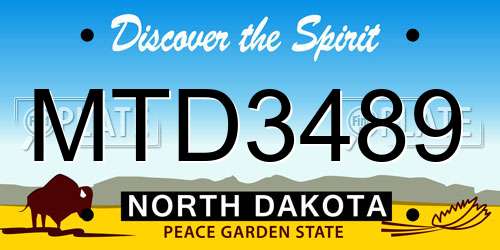 MTD3489 North Dakota License Plate