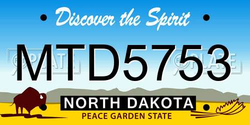 MTD5753 North Dakota License Plate