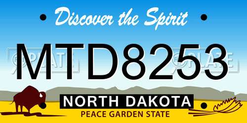 MTD8253 North Dakota License Plate