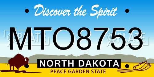 MTO8753 North Dakota License Plate