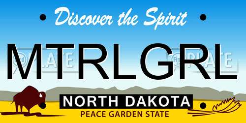 MTRLGRL North Dakota License Plate