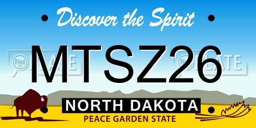 MTSZ26 North Dakota License Plate