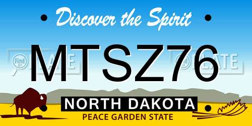 MTSZ76 North Dakota License Plate