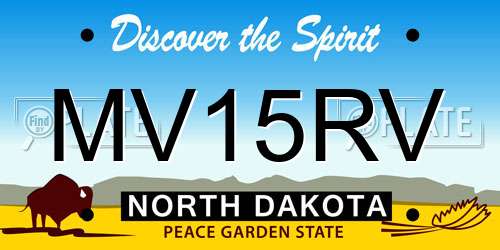 MV15RV North Dakota License Plate