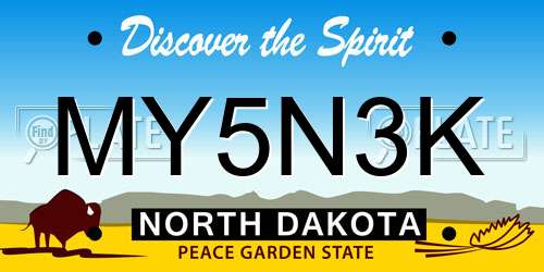 MY5N3K North Dakota License Plate