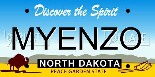 MYENZO North Dakota License Plate