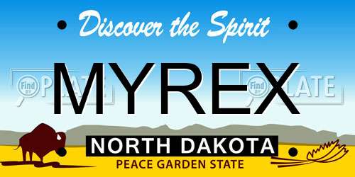 MYREX North Dakota License Plate