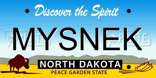 MYSNEK North Dakota License Plate