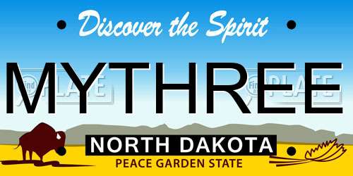 MYTHREE North Dakota License Plate