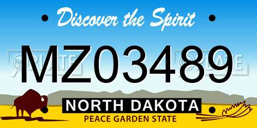 MZ03489 North Dakota License Plate
