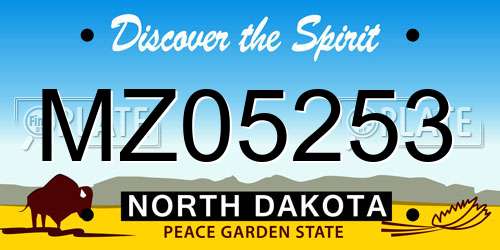 MZ05253 North Dakota License Plate