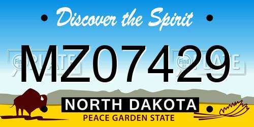 MZ07429 North Dakota License Plate