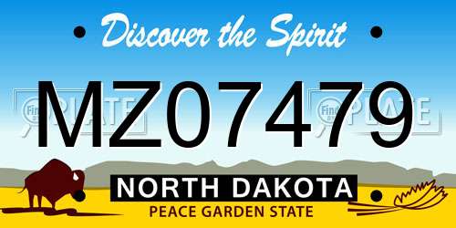 MZ07479 North Dakota License Plate