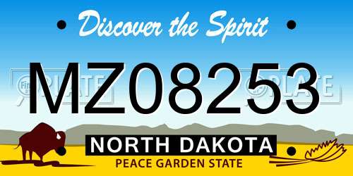 MZ08253 North Dakota License Plate