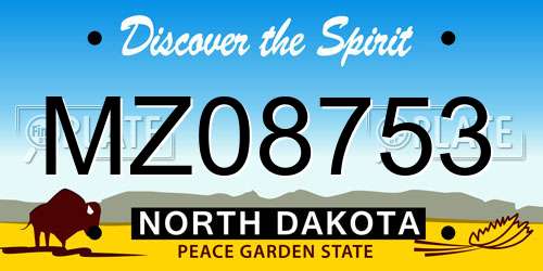 MZ08753 North Dakota License Plate