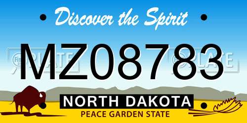 MZ08783 North Dakota License Plate