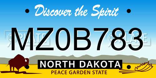 MZ0B783 North Dakota License Plate