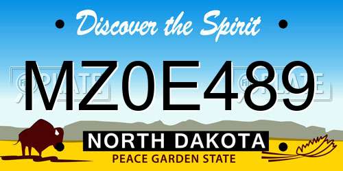 MZ0E489 North Dakota License Plate