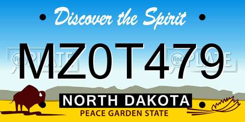 MZ0T479 North Dakota License Plate