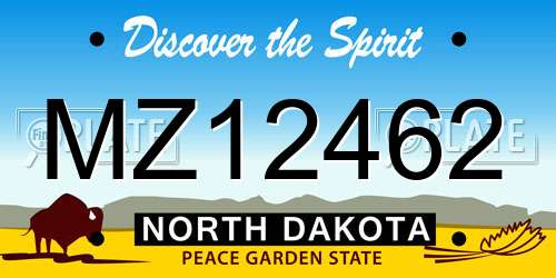 MZ12462 North Dakota License Plate