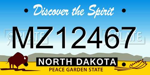 MZ12467 North Dakota License Plate