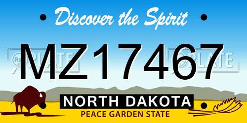 MZ17467 North Dakota License Plate