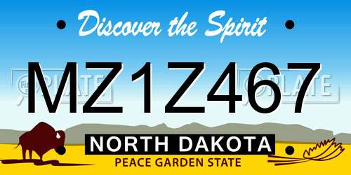 MZ1Z467 North Dakota License Plate