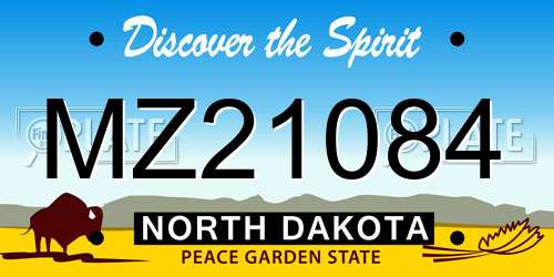 MZ21084 North Dakota License Plate