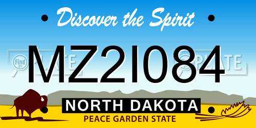 MZ2I084 North Dakota License Plate