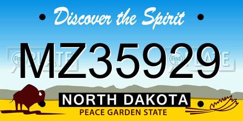 MZ35929 North Dakota License Plate