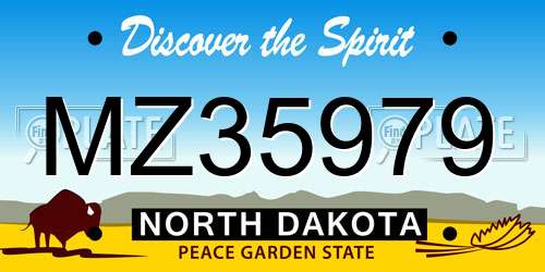 MZ35979 North Dakota License Plate