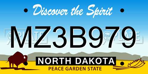 MZ3B979 North Dakota License Plate