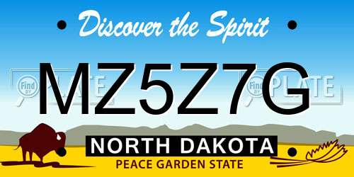 MZ5Z7G North Dakota License Plate