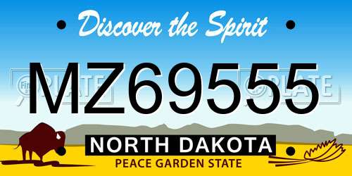 MZ69555 North Dakota License Plate
